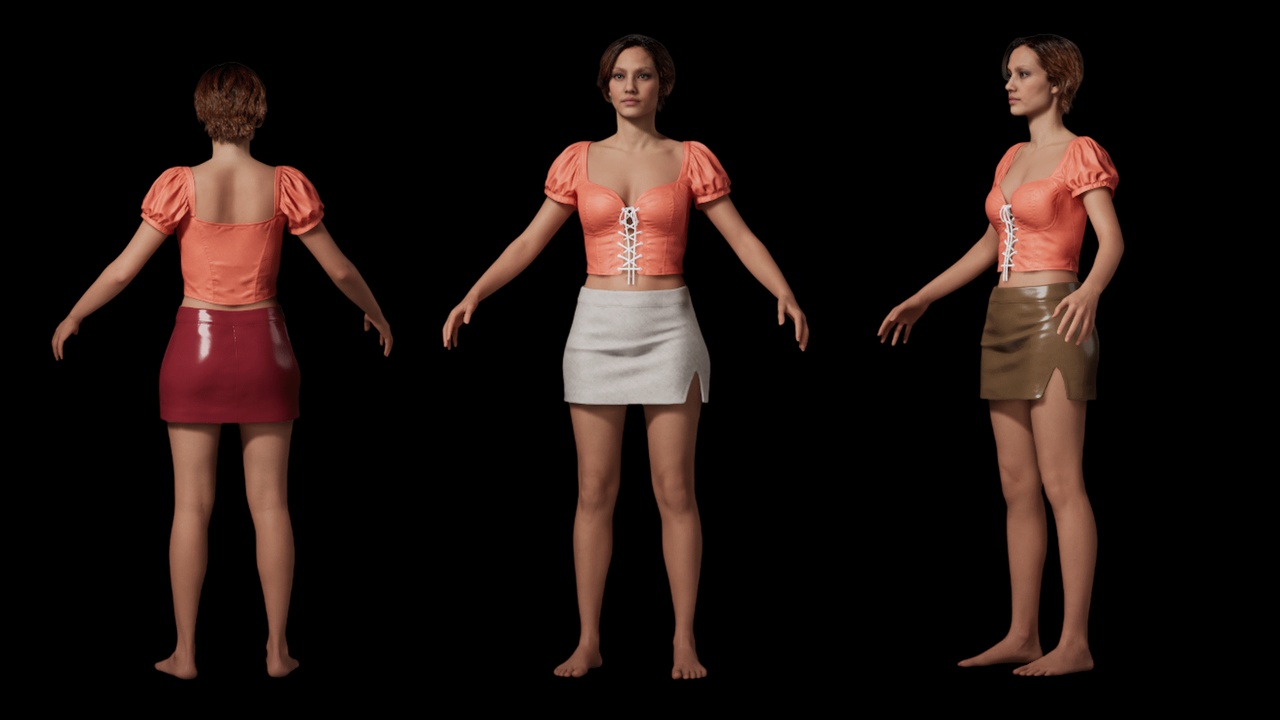 Media 1 for listing High-Waisted A-Line Mini Skirt - Metahuman Compatible