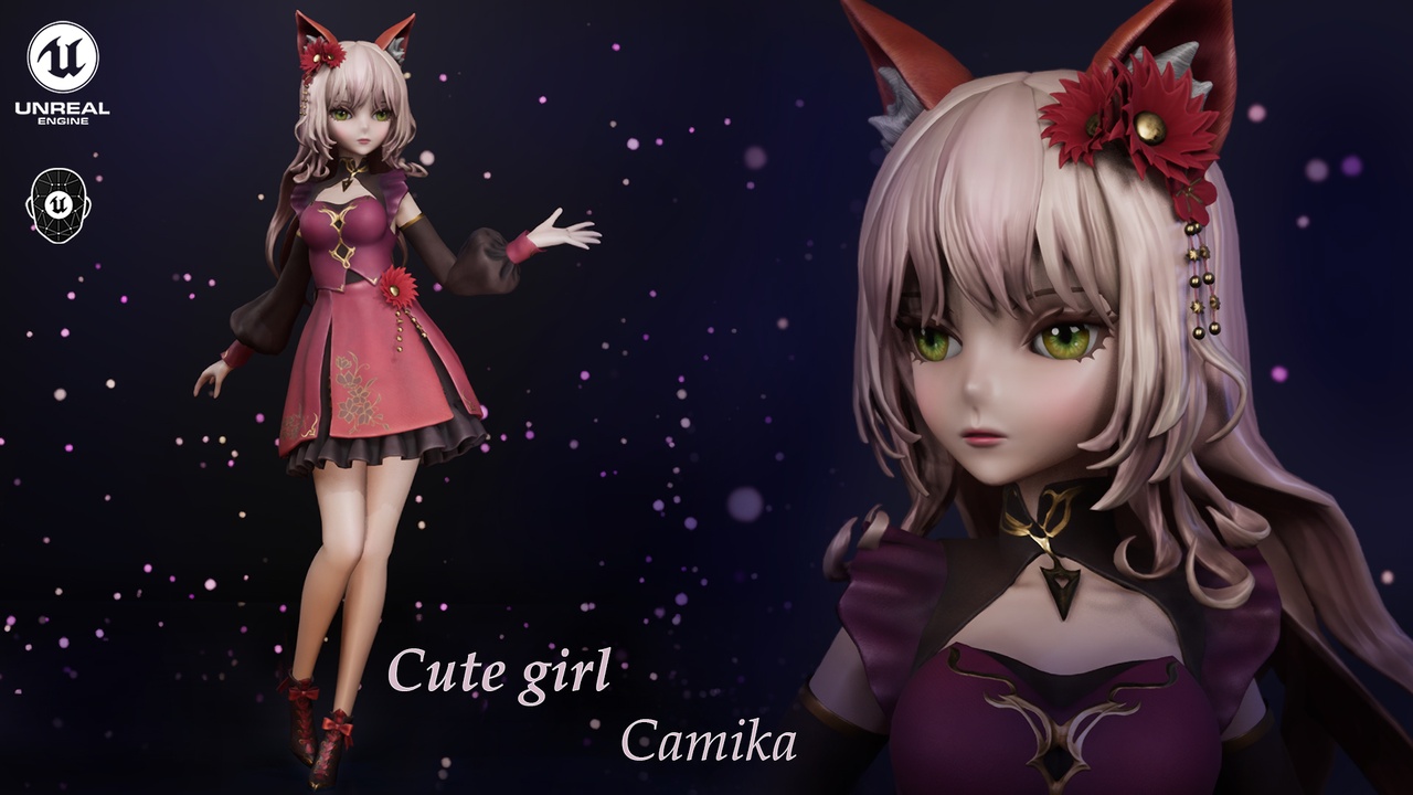 Media 1 for listing Cute girl Camika | Stylized | Modular | Game ready character
