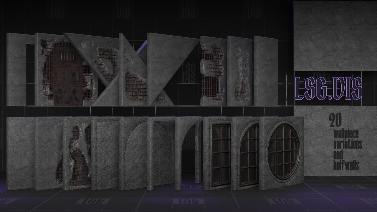 Media 1 for listing [LSG.VIS] Destructed Concrete Building Kit | Modular Kitbash | 92 Assets