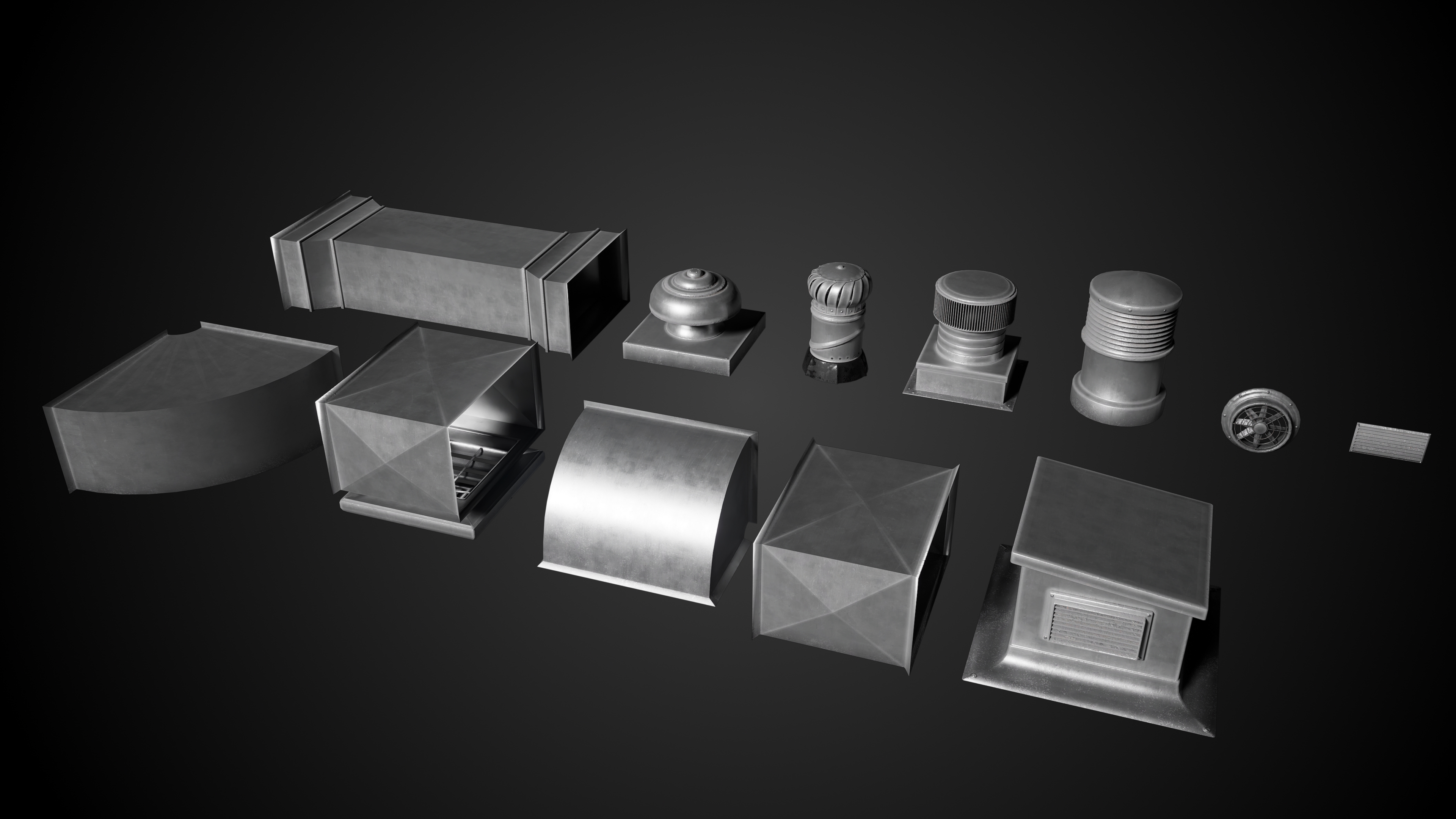 Modular Rooftop Ventilation Industrial Props Pack | Fab