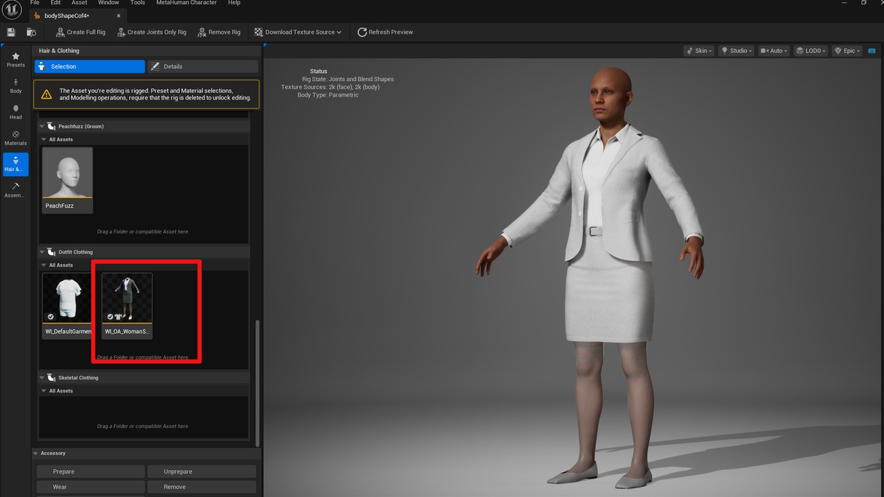 Media 1 for listing Woman Shirt Office Outfit - 3 Metahuman Clothes Parametric Suit
