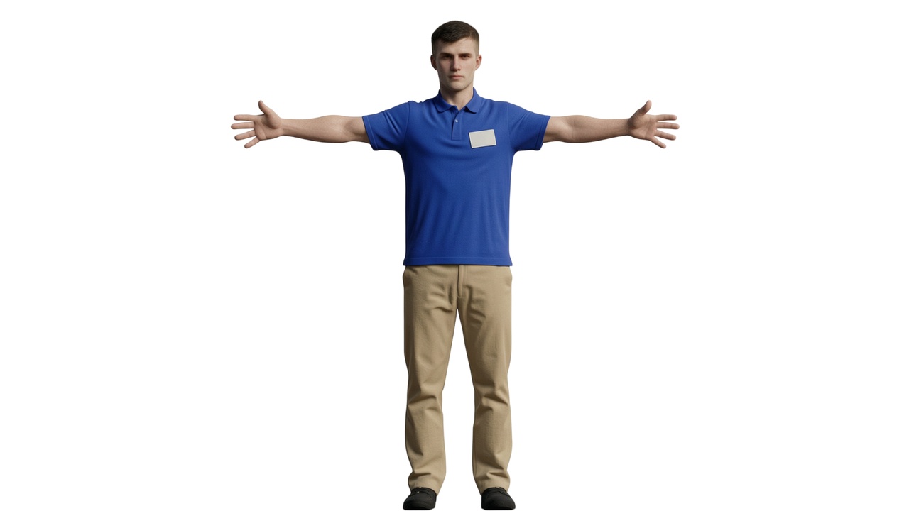 Media 1 for listing Photorealistic Rigged Male Retail Worker - 5 Animations PBR Game Ready