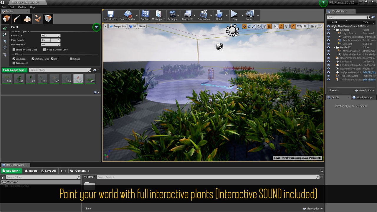 Media 1 for listing Dynamic Interactive Foliage Plants 8 - Foliage tool and interactive sound