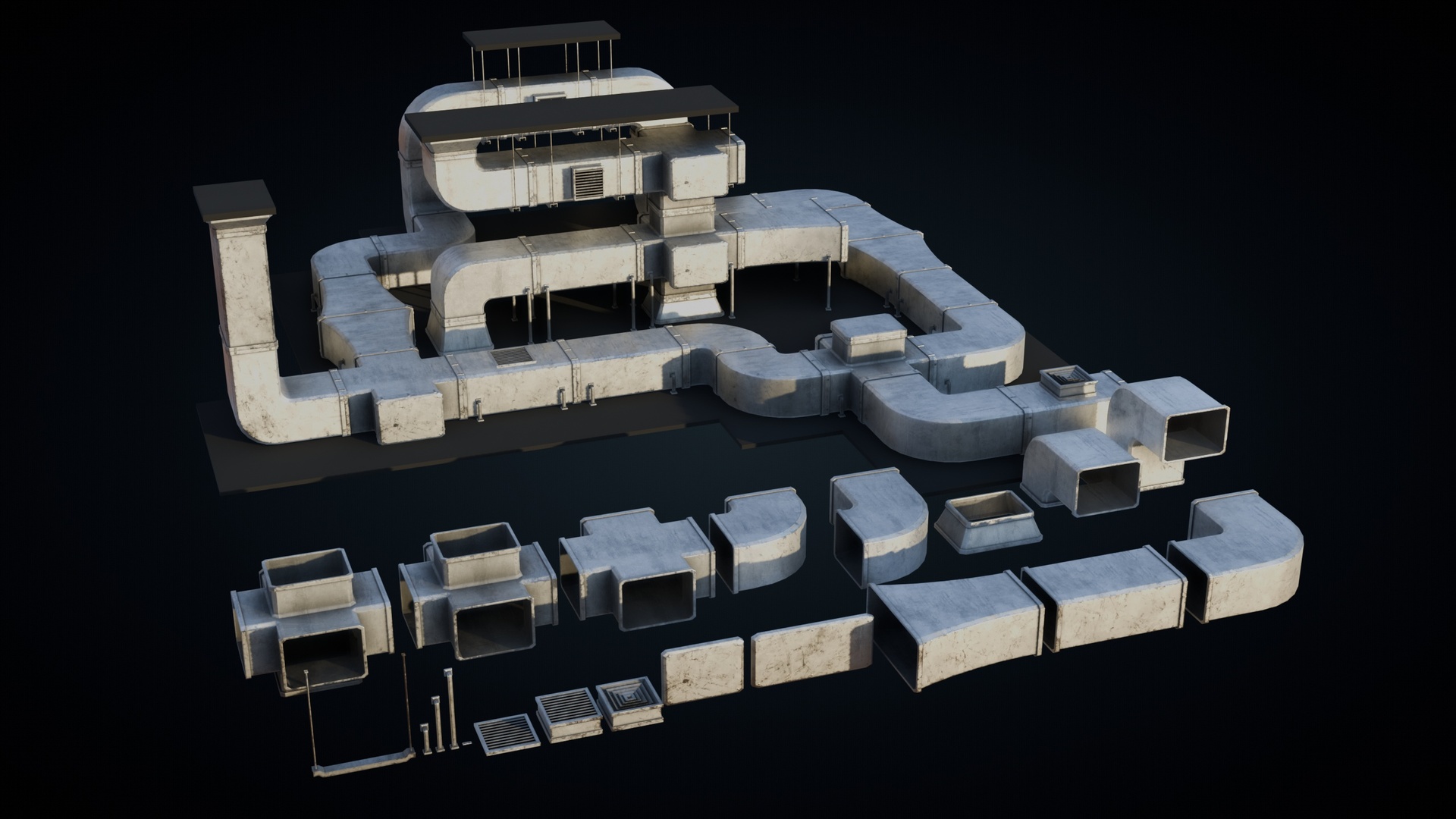 Medios 1 para el artículo Roof Ducts Pack - Optimized Game Ready 3D Models