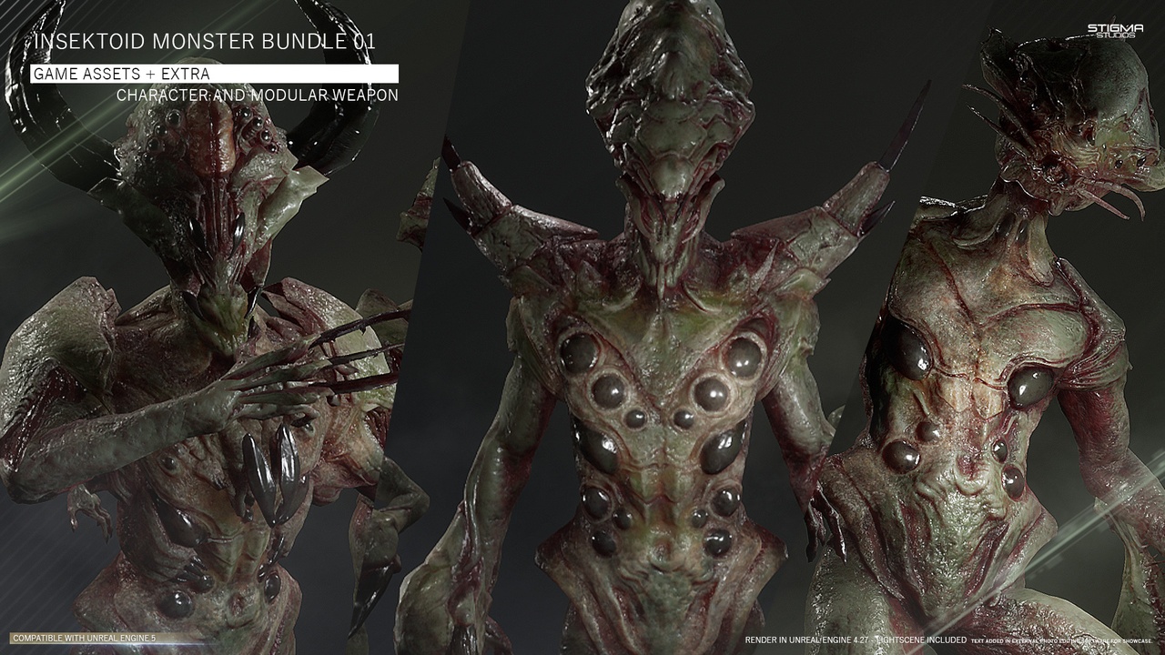 Media 1 for listing Insektoid Monster Bundle 01 - Game Assets + Extra | STIGMA STUDIOS