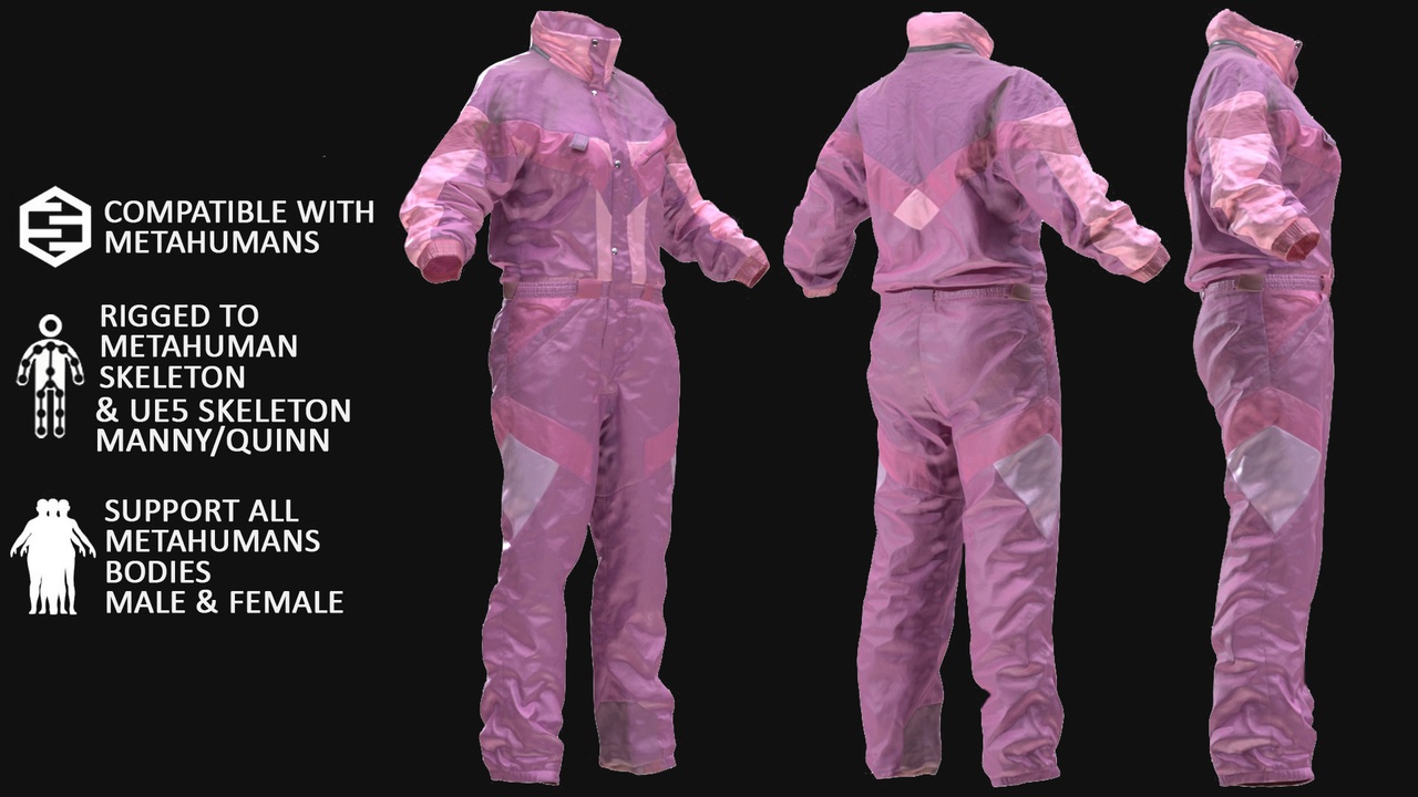 Media 1 for listing 3D Overalls Model For Metahuman 192 - All MH Bodies & UE5 Skeletons - Rigged