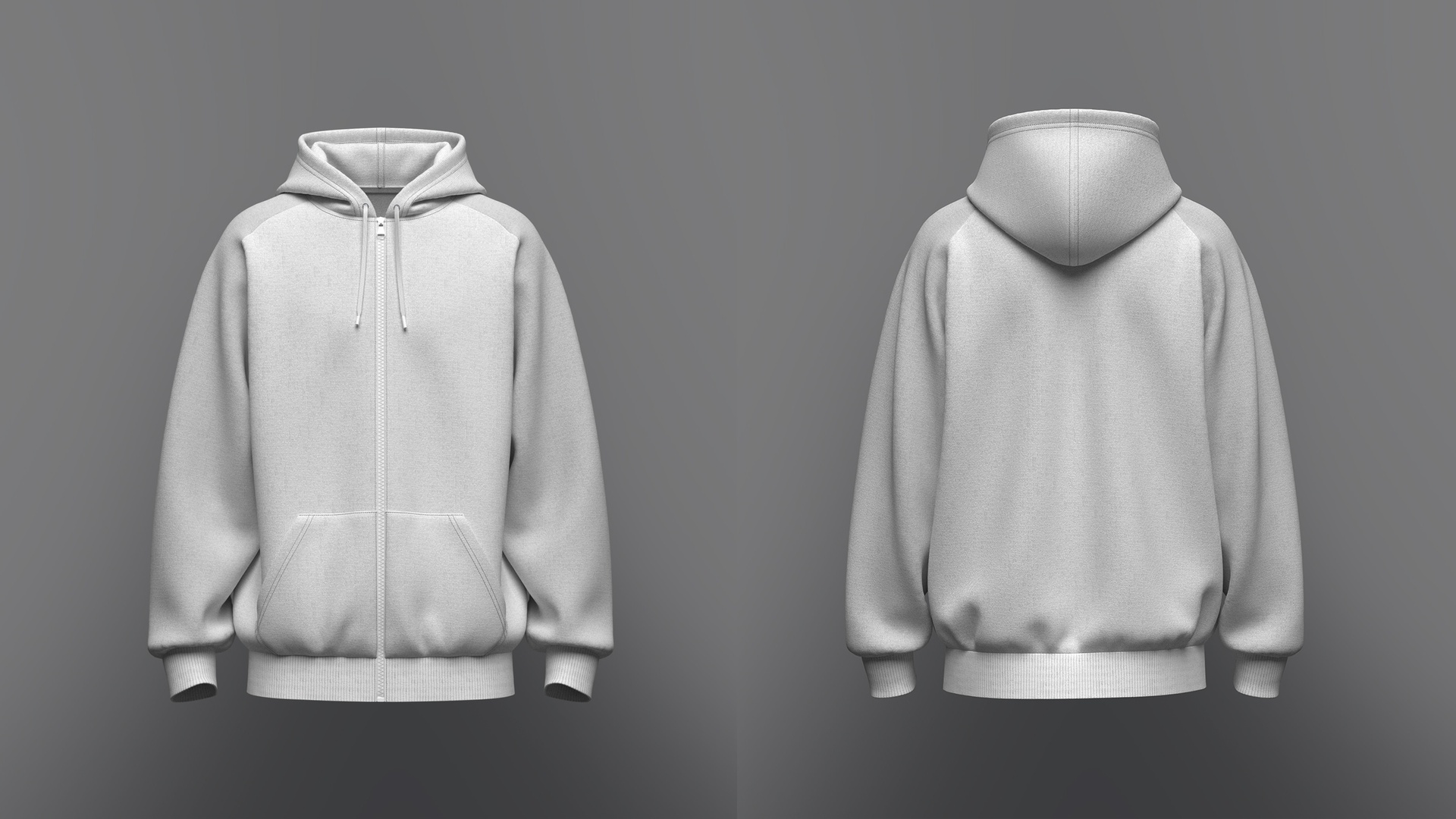 Media 1 for listing Men's Raglan Oversize Front Zip Hoodie