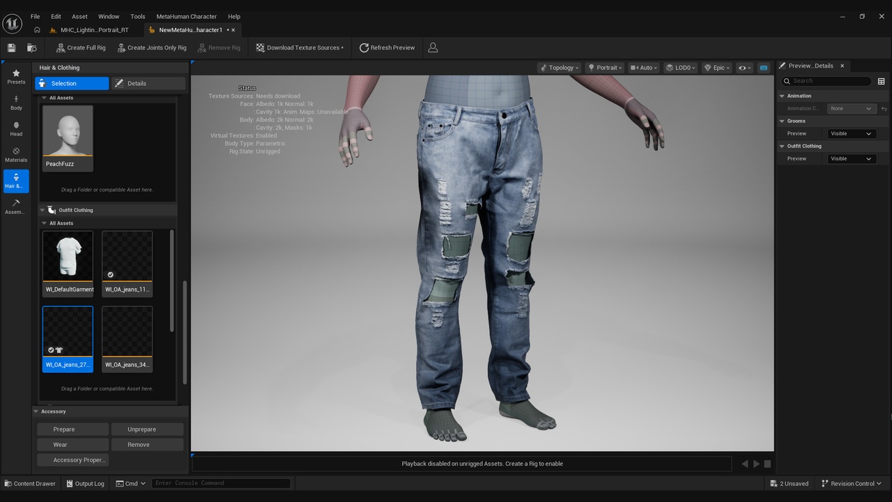 Media 1 for listing Ripped Jeans for Metahuman 1 - MHPKG