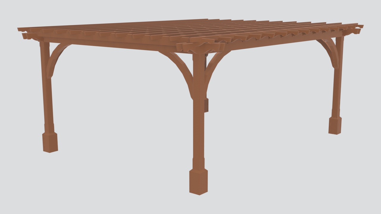 Media 1 for listing Wooden Chinese Pergola with Lattice Roof and Brackets 3D Model