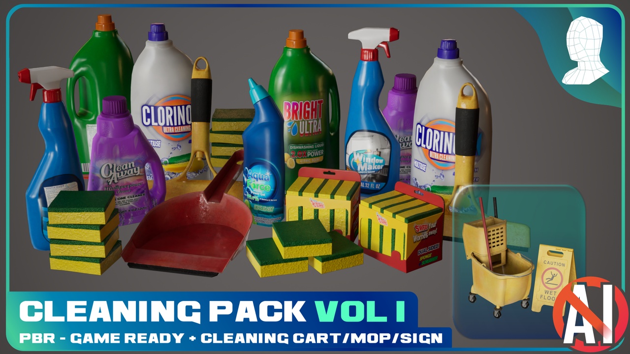 Media 1 for listing Cleaning pack - Vol 1 - PBR Game Ready
