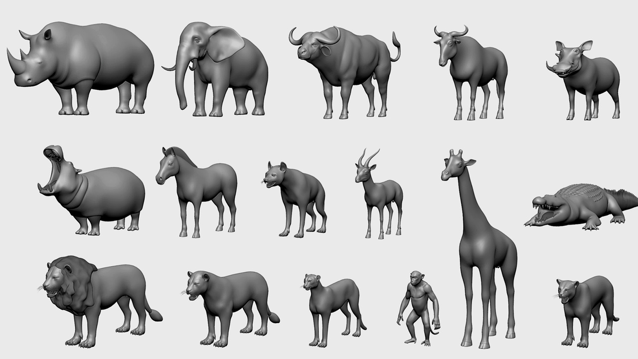 Media 1 for listing 16 Wild Animals  Collection - Low Poly