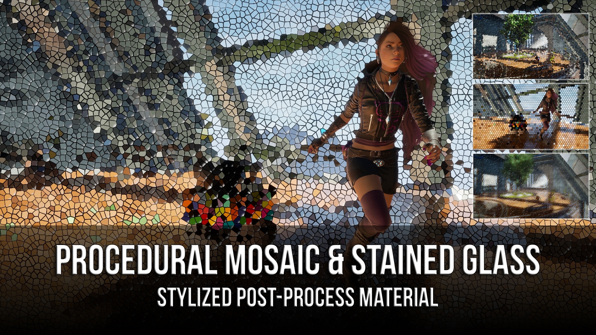 Media 1 for listing Procedural Mosaic & Stained Glass: Stylized Post-Process Material