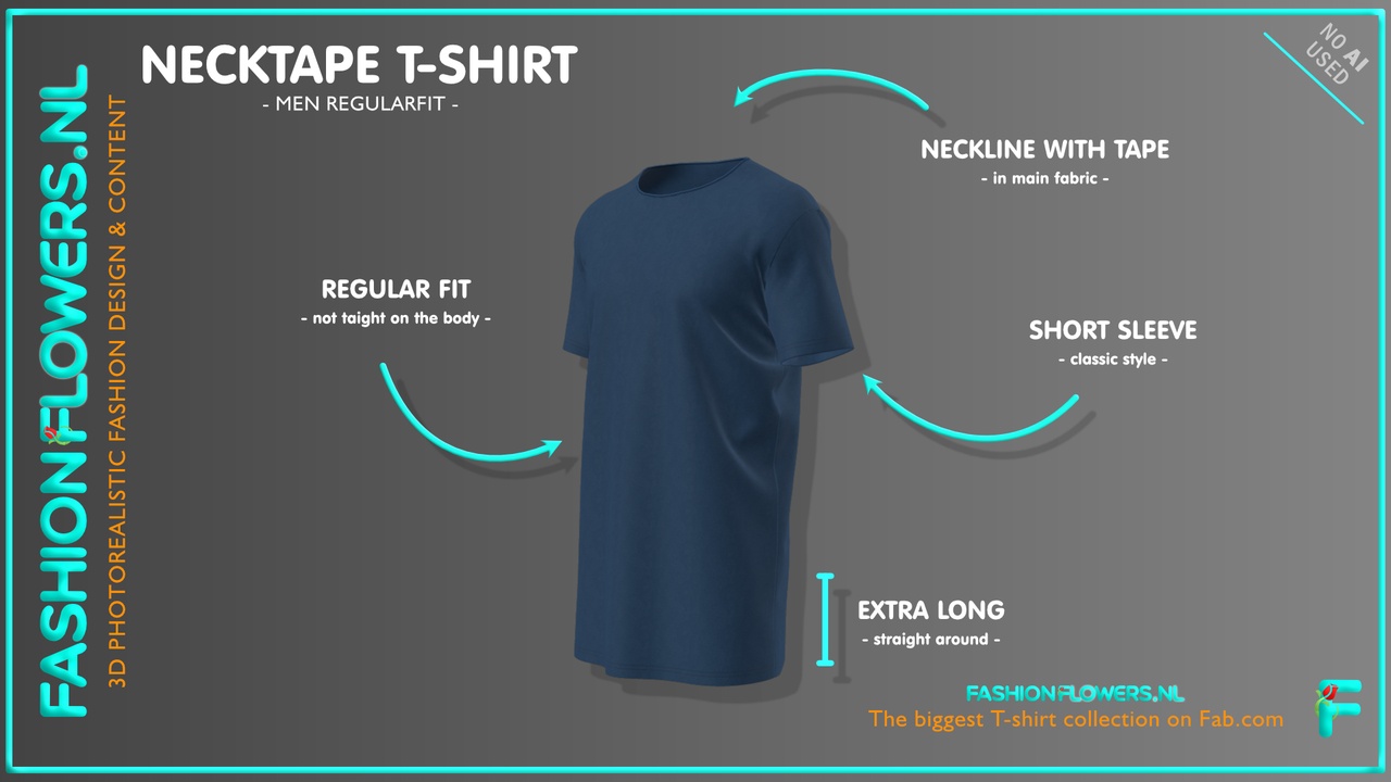 Media 1 for listing Blue Colour Extra Long Short Sleeve T-shirt | Round Neck | Basic Long Tshirt