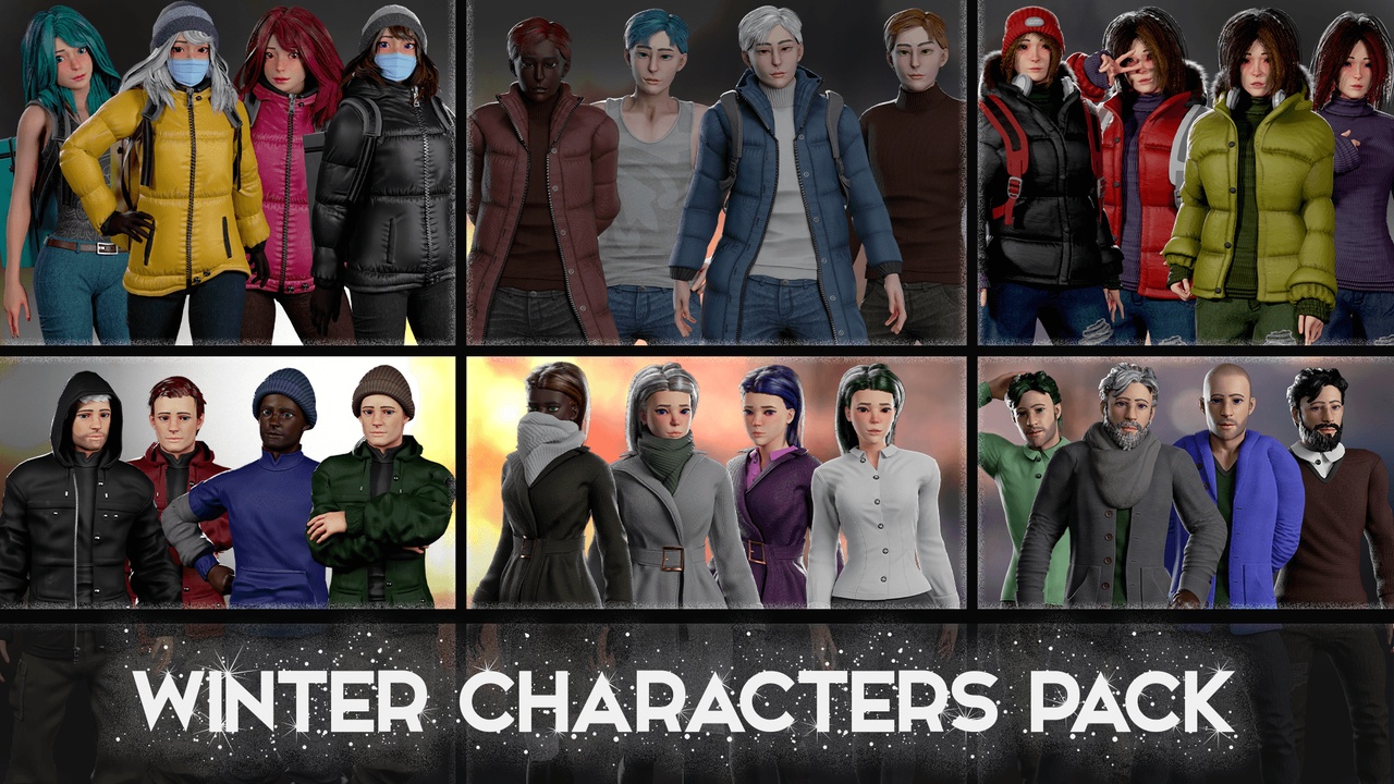 الوسائط 1 للقائمة Urban Winter Characters Pack – Modular Characters Collection