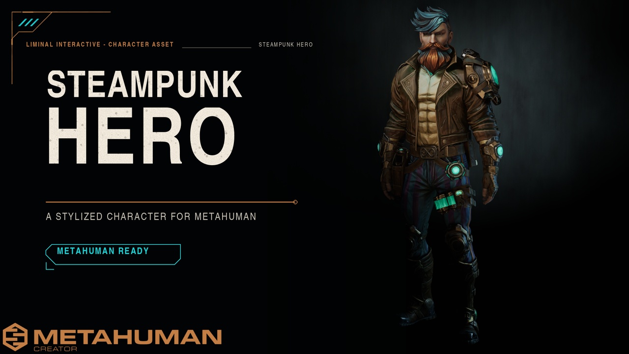 Media 1 for listing Steampunk Hero – Stylized Modular MetaHuman Character & Outfit