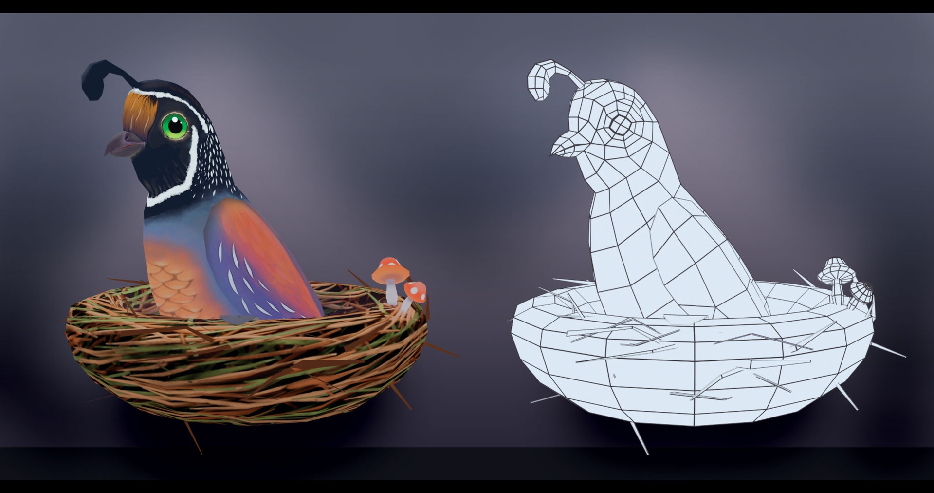 Media 1 for listing Low Poly Bird w Nest