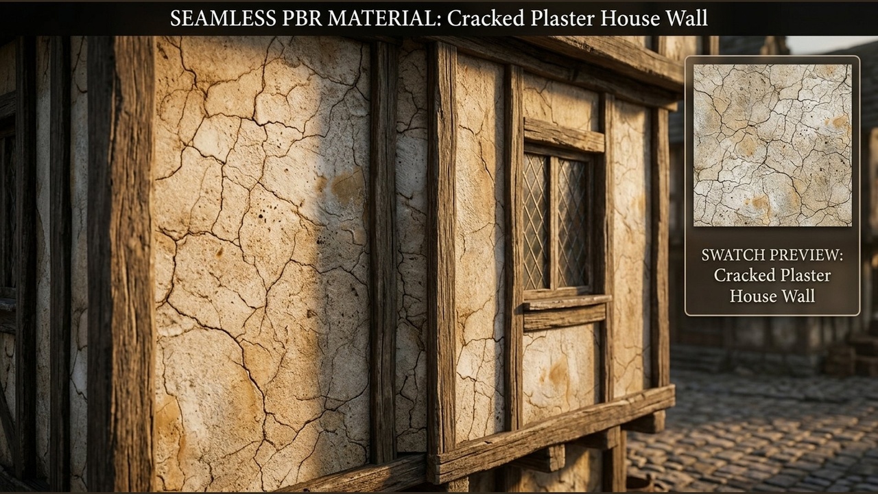 Media 1 for listing Medieval Village Timber Thatch Stone Materials - 10 Seamless 4K PBR Textures