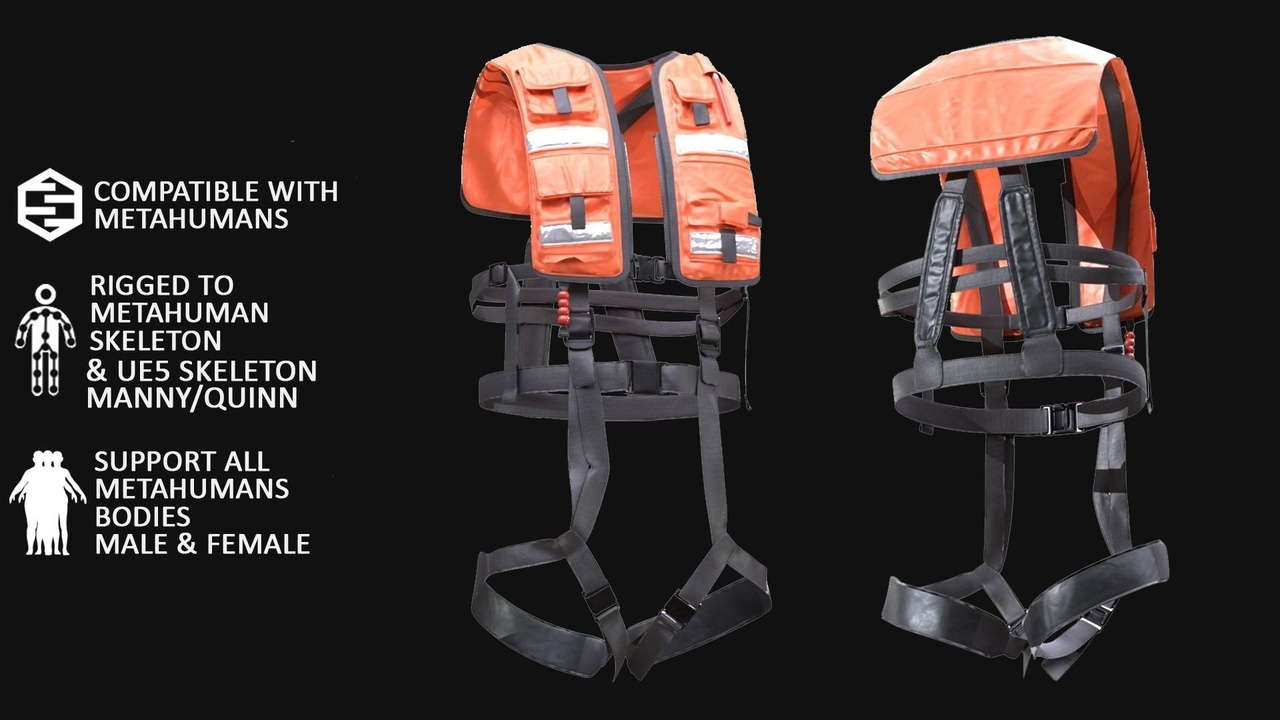 Media 1 for listing 3D Harness Vest Model For Metahuman 89 - All MH Bodies & UE5 Skeletons - Rigged