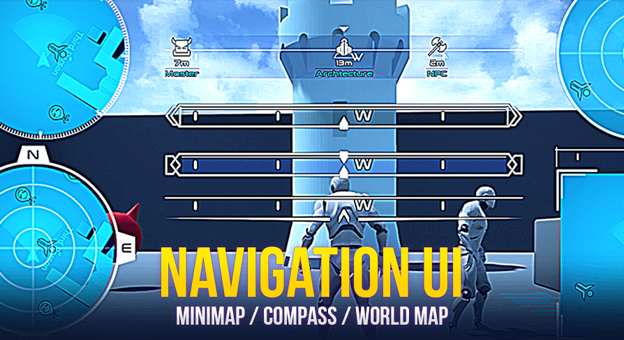 NAVIGATION UI : Minimap, Compass, World Map | Fab
