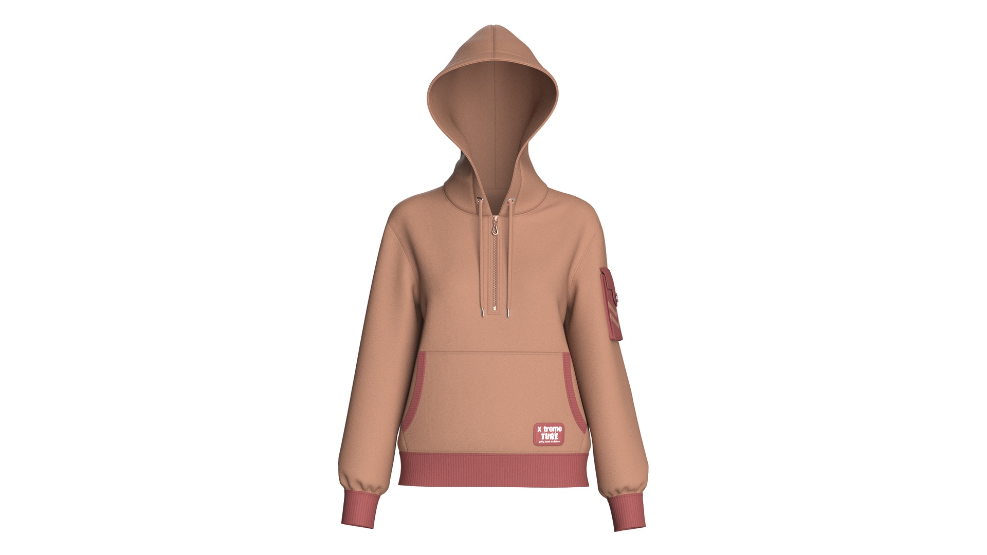 Media 1 for listing Girls Quarter - Zip Hoodie With Kangaroo Pocket | High Poly