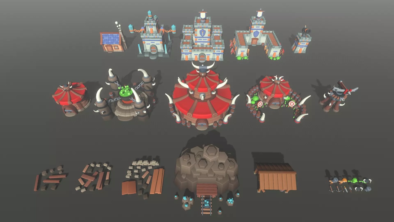 Média 1 pour l'article RTS Pack Cunstructor | Low Poly Buildings, Characters, Props | Human VS Orc