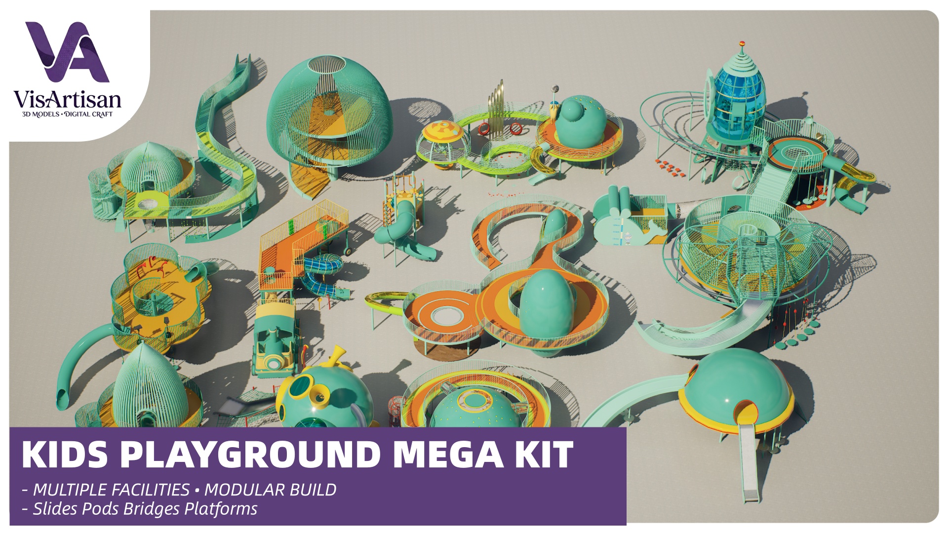 Kids Playground Pack – 13 Unique Facilities (Modular, Scene-Ready) | Fab
