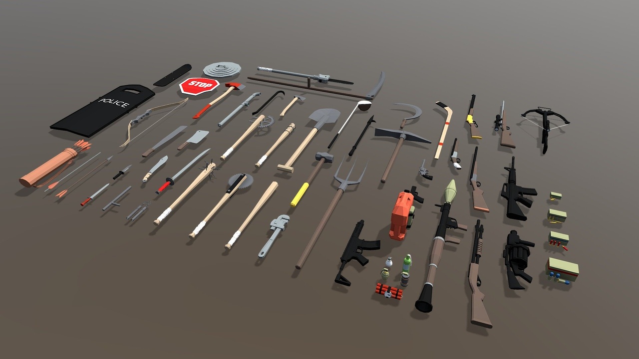 Media 1 for listing Low Poly Weapons Pack 002- In Case Of Zombies