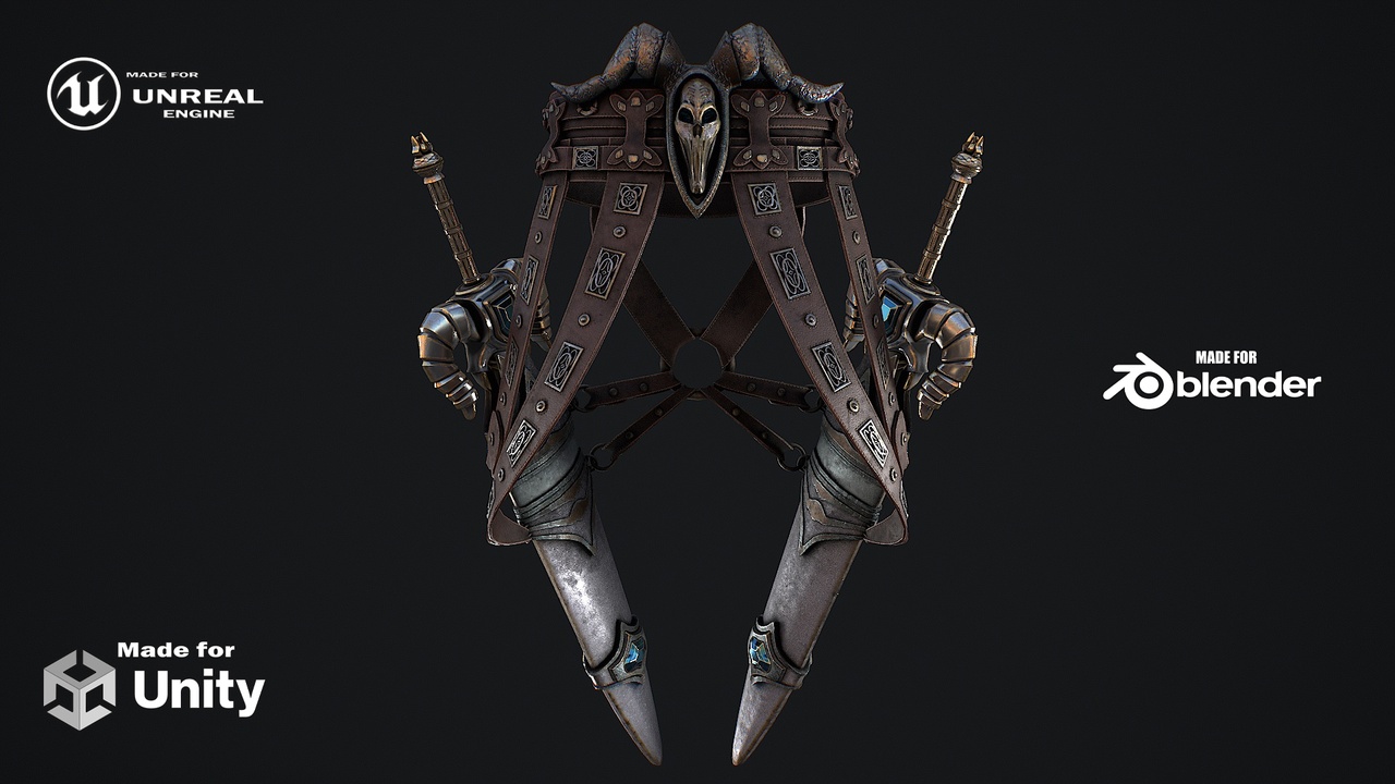 Media 1 for listing Fantasy swords with scabbard game ready 3d model