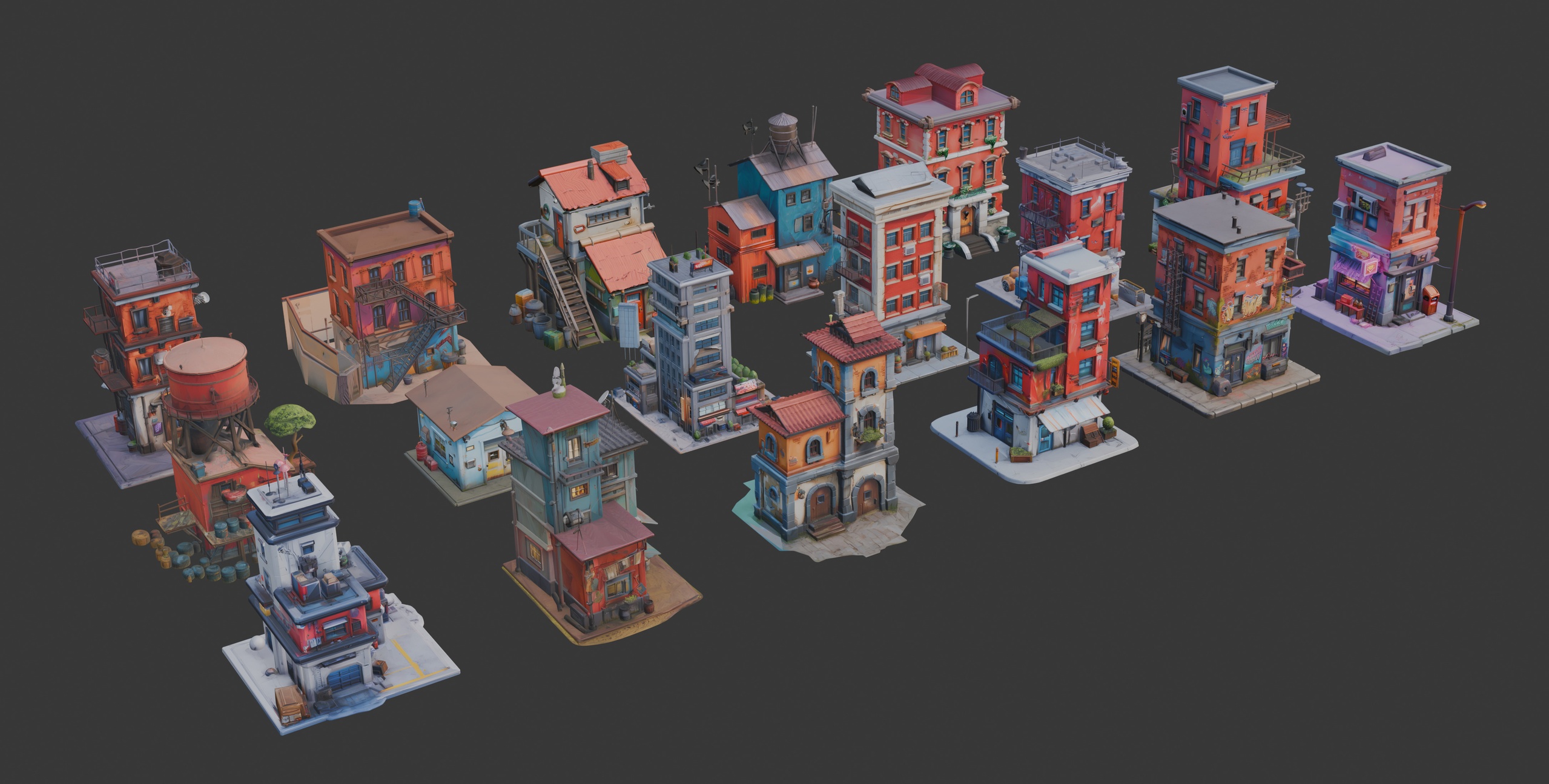 Media 1 for listing Stylized City Architecture Set