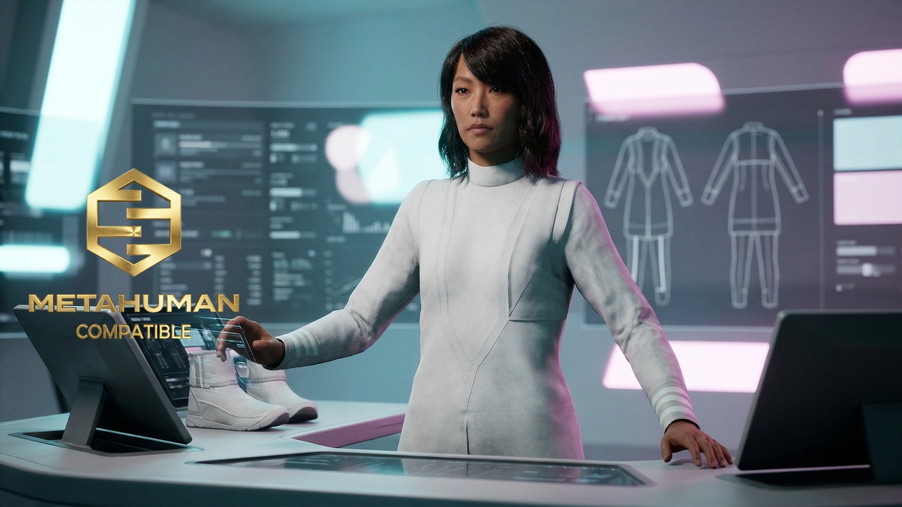 Media 1 for listing Futuristic Research Uniform Coat with High Neck and Minimalist Science Design