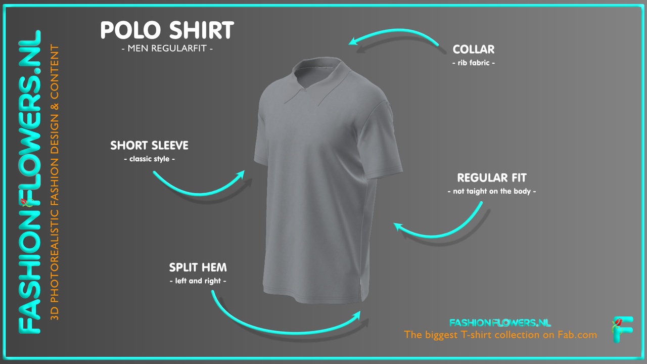 Media 1 for listing Gray Colour Poloshirt Collar T-shirt | Short Sleeves | Side Seams Splits Tshirt