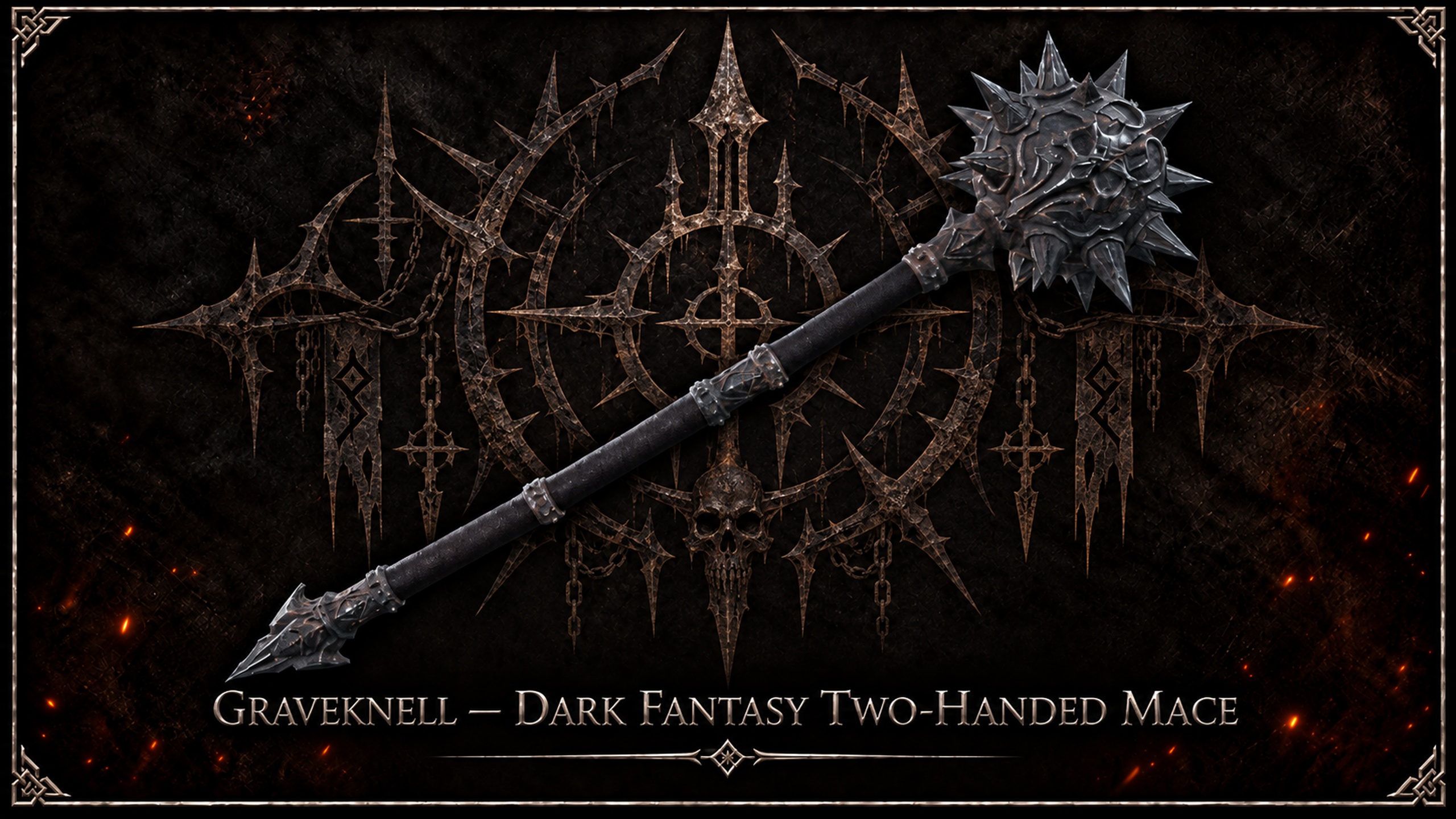 Media 1 for listing Graveknell | Dark Fantasy Two-Handed Mace