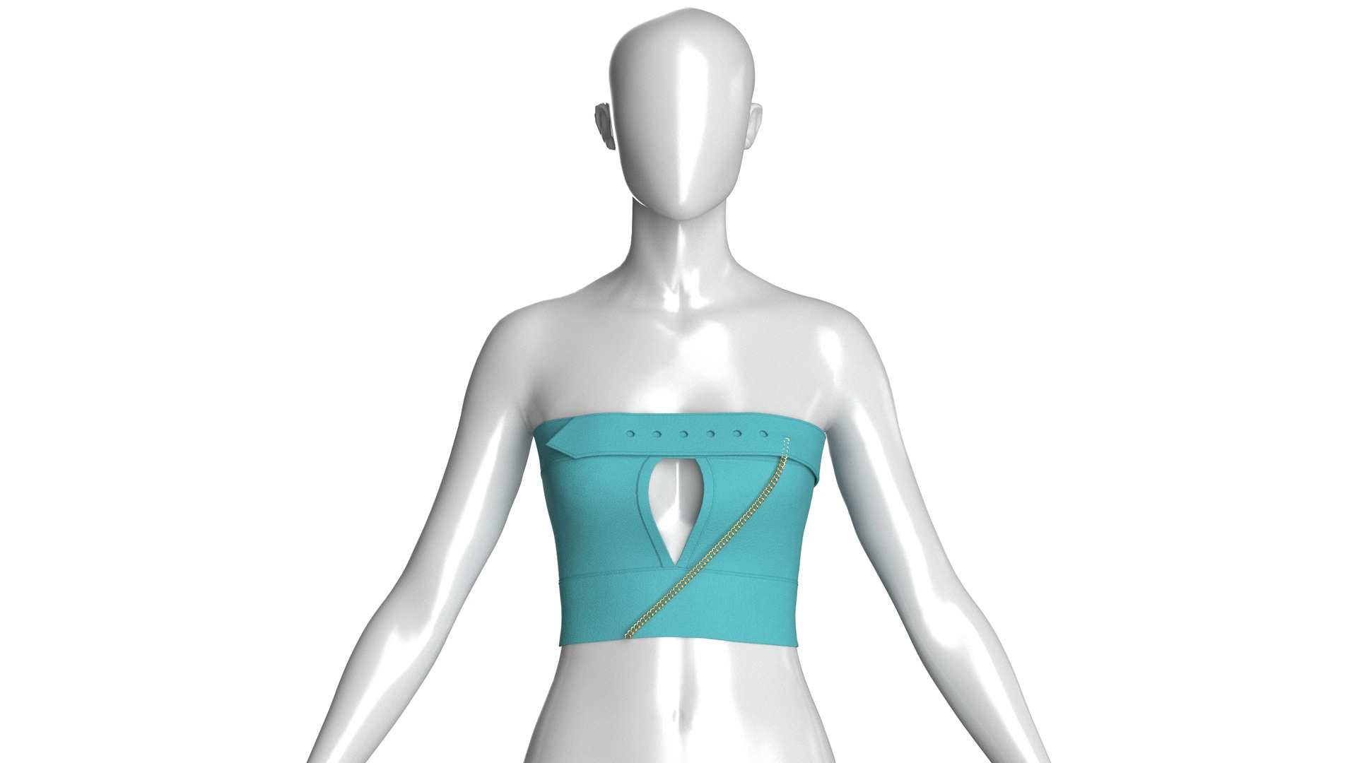 Media 1 for listing Girls Keyhole Crop Top Belted Upper | High Poly