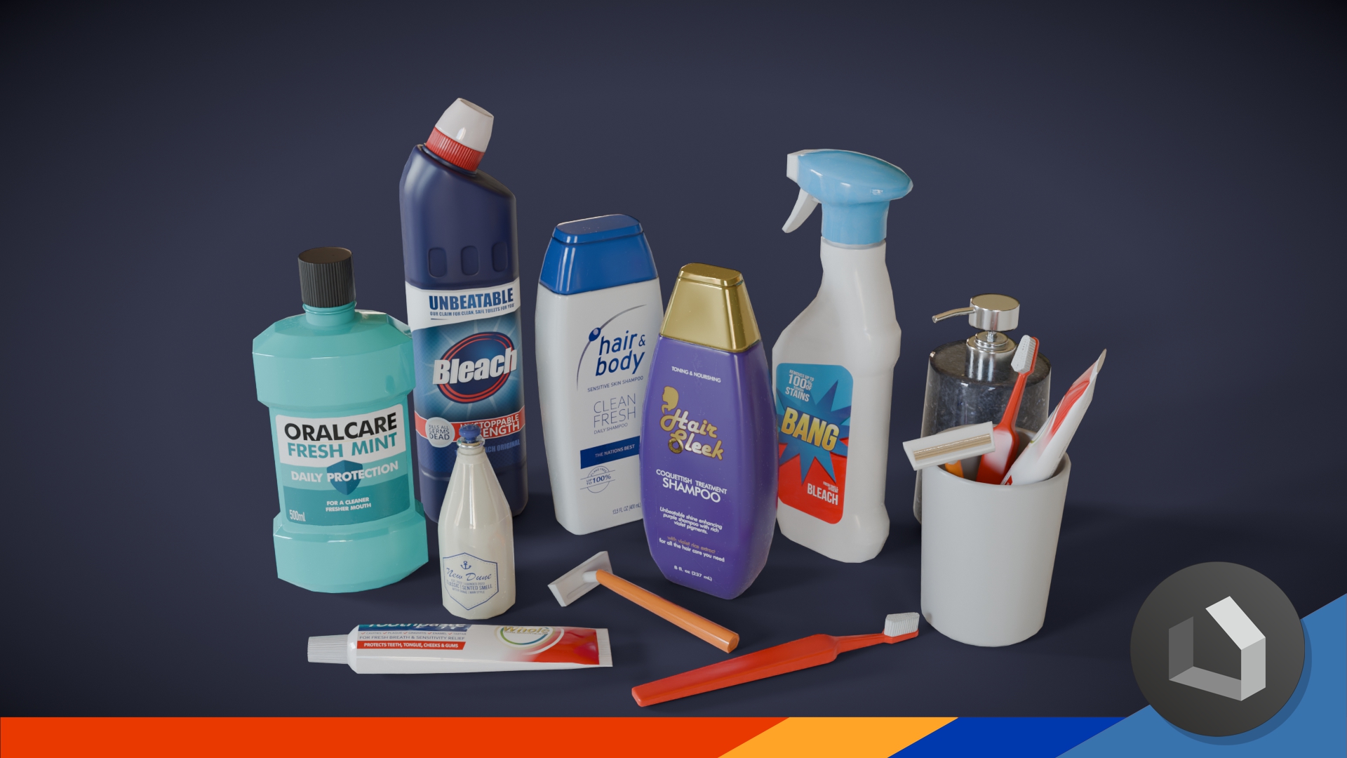 Bleach Razor Bathroom Accessories | Clutter | Game Ready | PBR | Fab