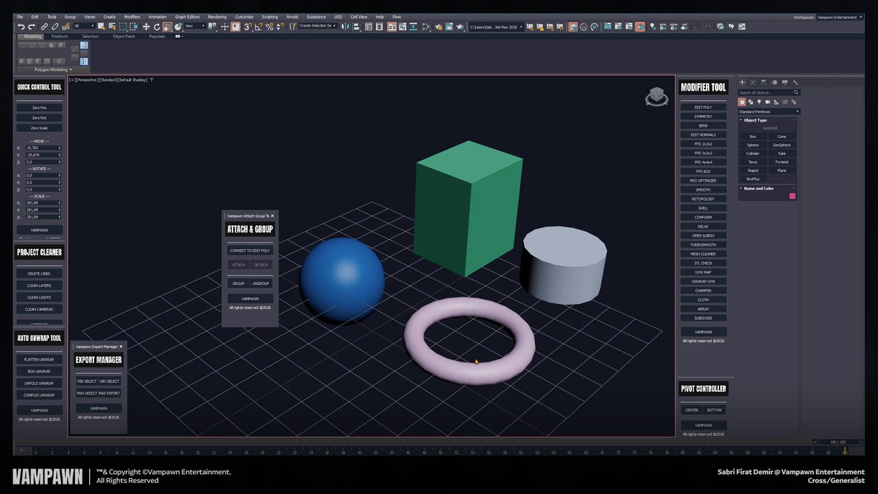 Media 1 for listing 3Ds Max Attach & Group Tool v1.7 – Fast Attach, Detach, and Group Utility for 3D