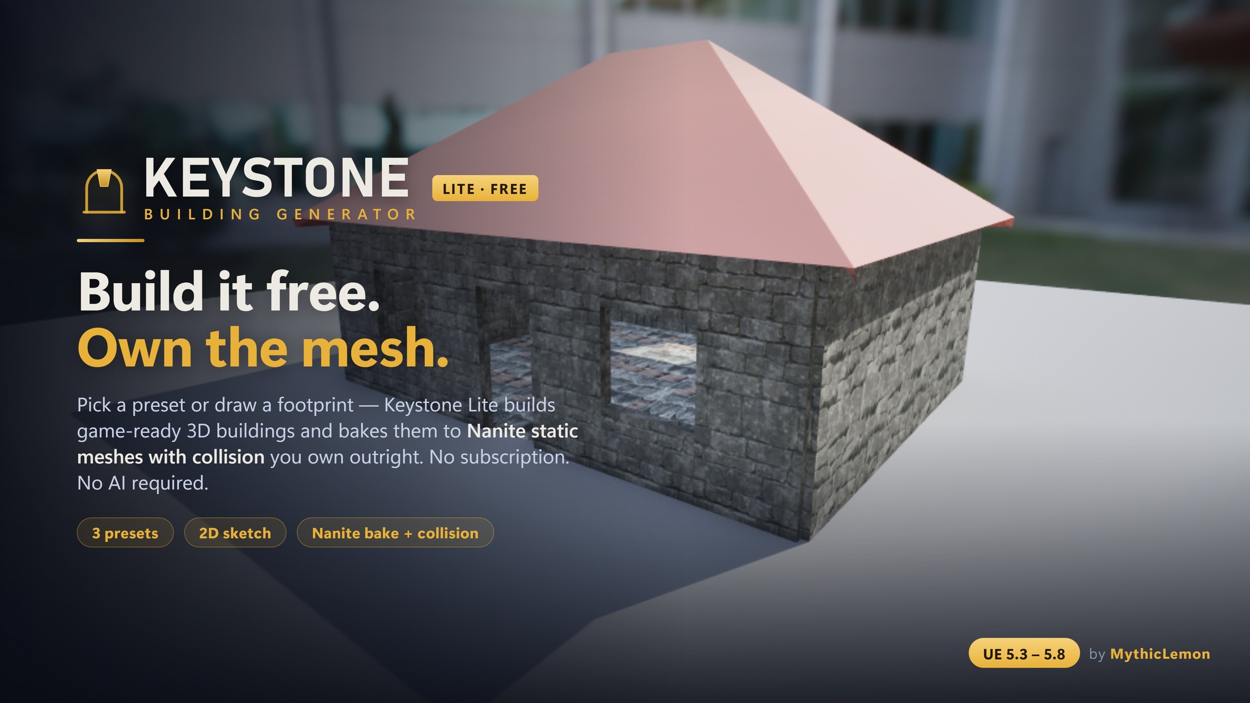 Media 1 for listing Keystone Lite — Free Modular Building Generator