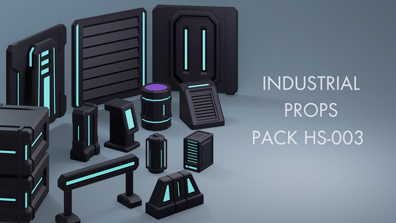 Media 1 for listing Low Poly Sci-Fi Industrial Props Pack HS-003