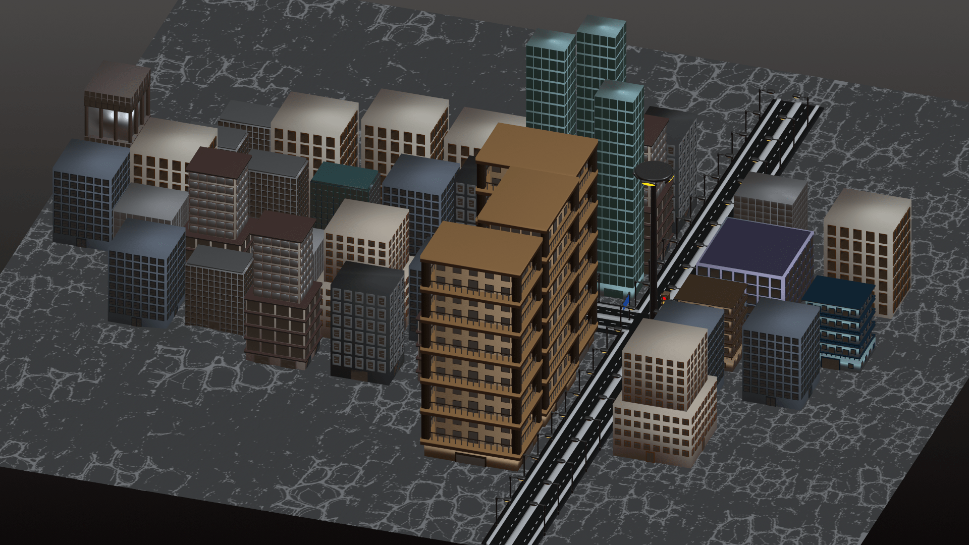 Low-Poly Cityscape with Modular Buildings and Urban Props | Fab