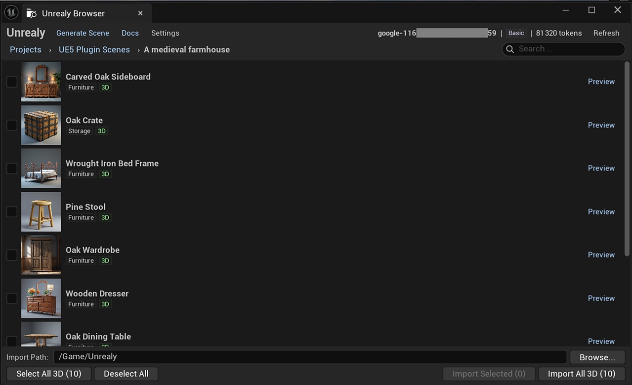 Media 1 for listing Unrealy - AI 3D Scene Generator