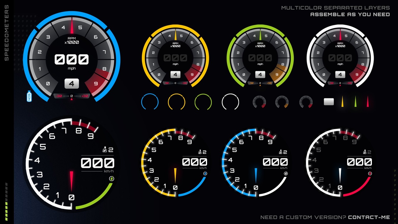 商品 Need For Racing - Game icons, buttons and gauges NFS Style 的媒体 1