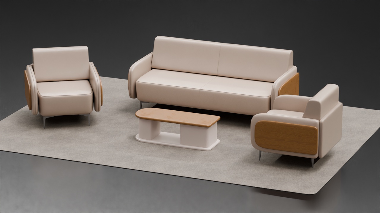 Media 1 for listing Modern Executive Lounge Furniture Set - Luxury Sofa, Armchair & Coffee Table
