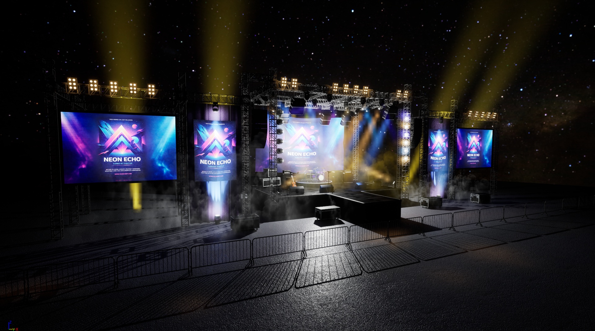 Media 1 for listing Open-Air Live Concert Stage - Night Festival Environment