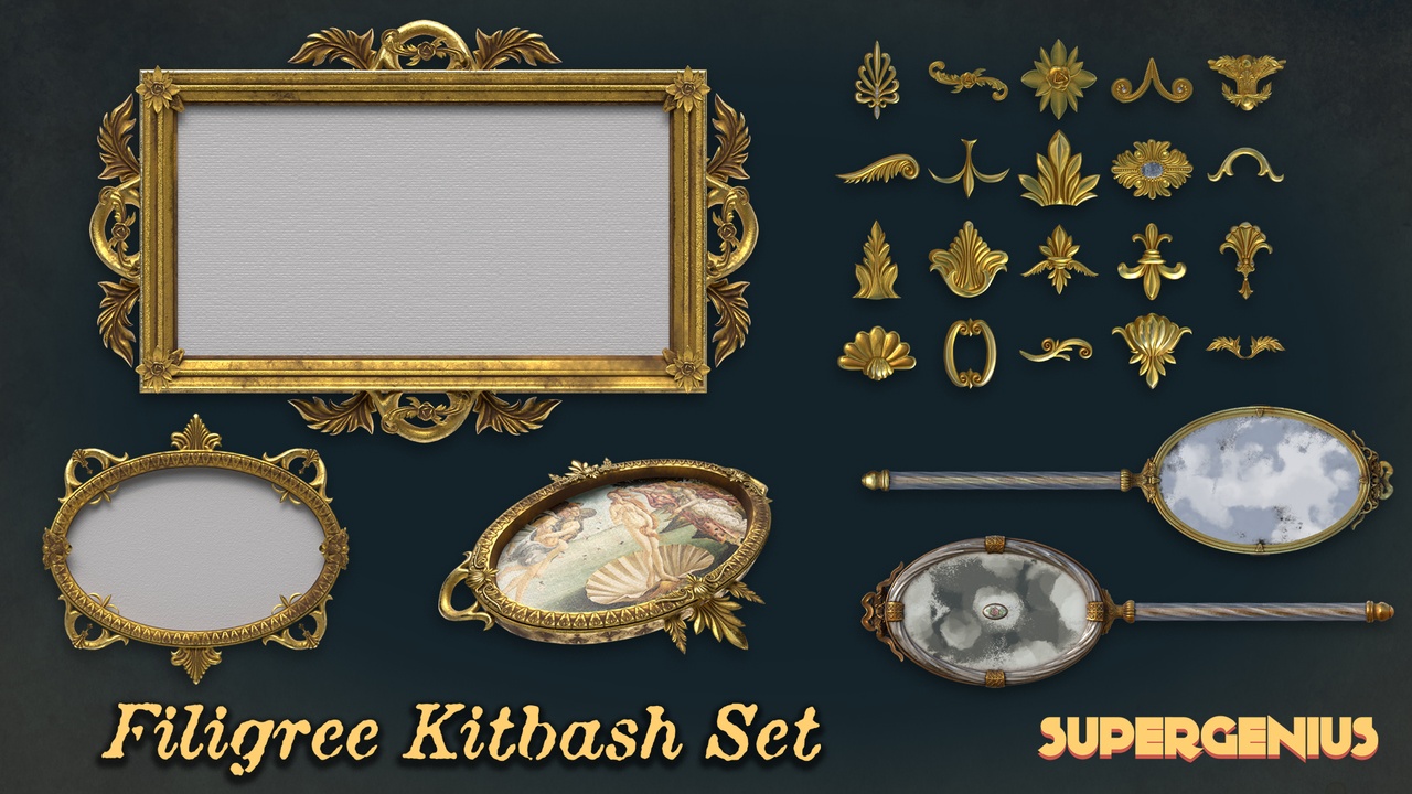 Media 1 for listing Antique Mirror & Filigree Kitbash
