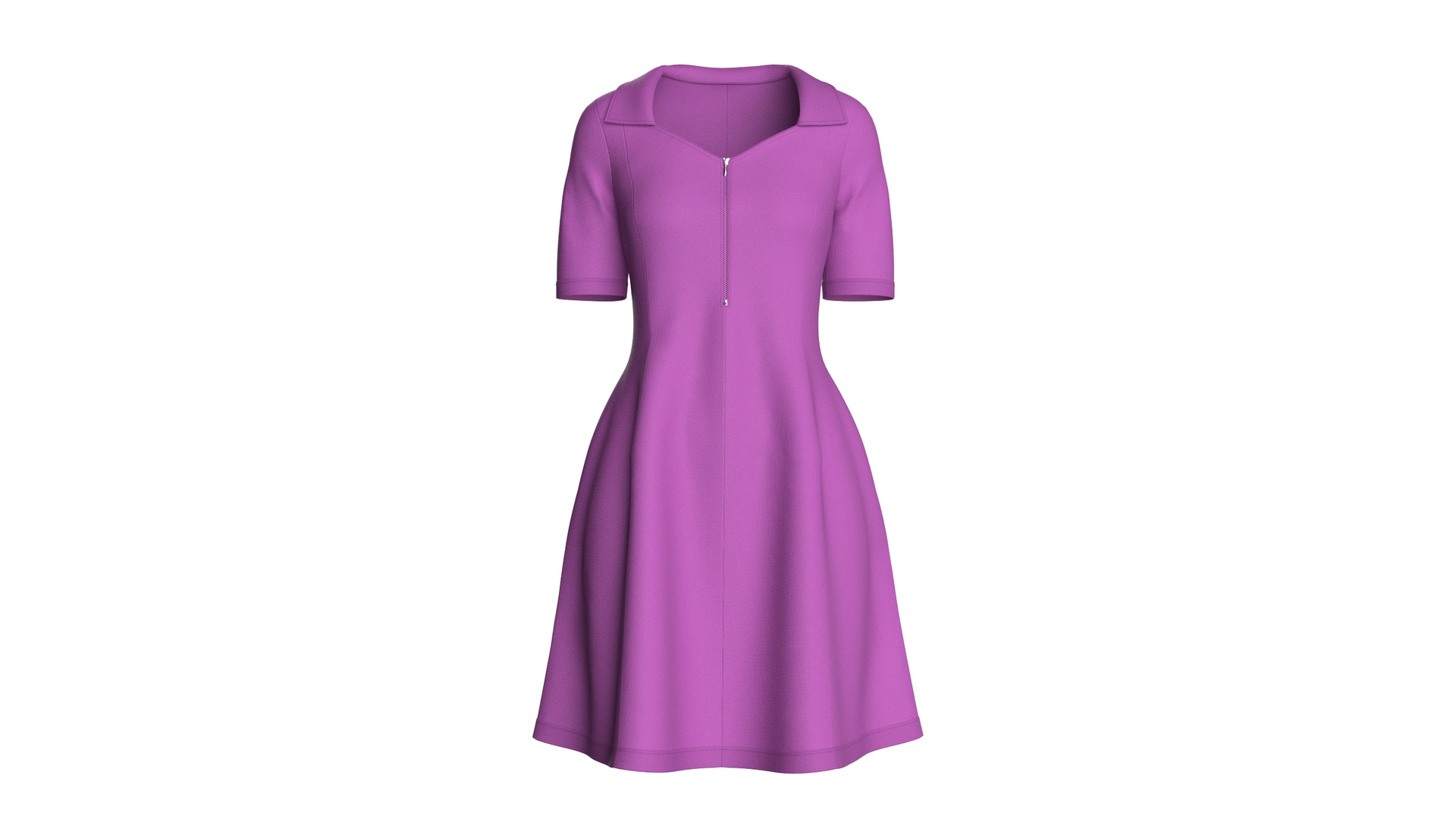 Media 1 for listing Girls Quarter - Zip Short Sleeve Midi Dress | High Poly