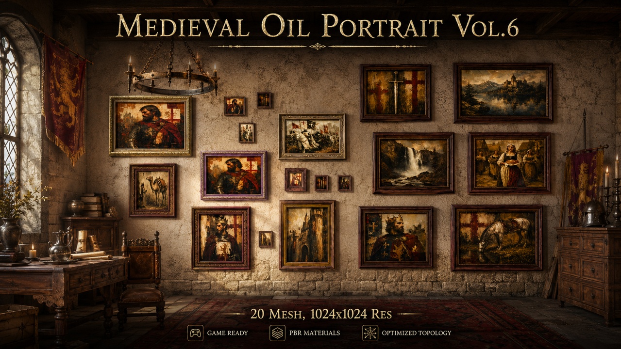 Media 1 for listing Medieval Paintings Pack – Wall Art & Oil Portraits - Vol.6