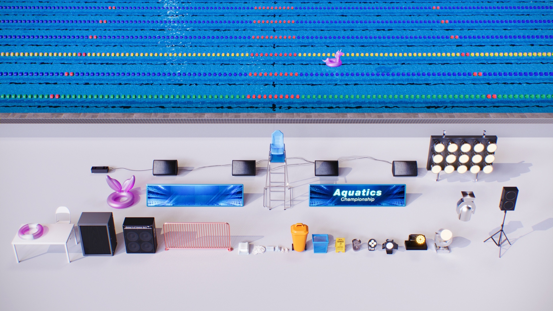 Media 1 for listing Olympic Modular Swimming Water Pool with Props - 3d Model Pack