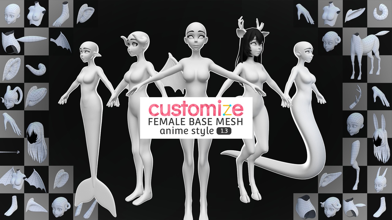 商品 Customize Female Base Mesh-Anime Style 的媒体 1