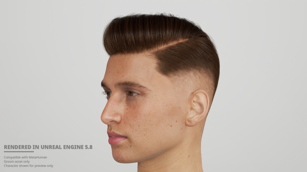 Media 1 for listing Hard Part Pompadour High Skin Fade Groom for MetaHuman