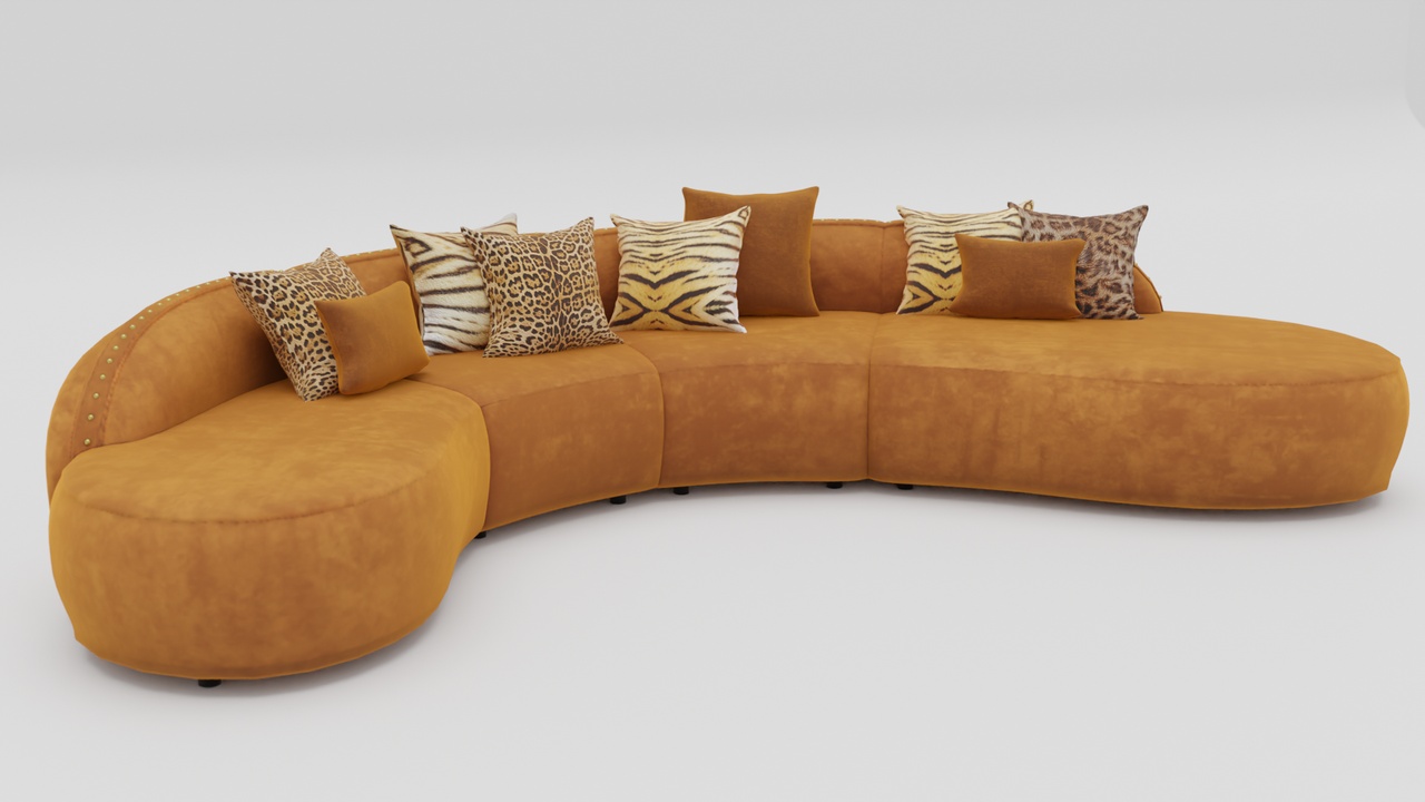 Media 1 for listing Curved velvet sofa / couch