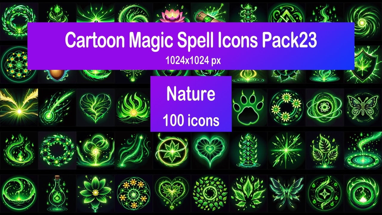 Media 1 for listing Cartoon Magic Spell Icons Pack23 - Nature